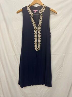 Lily Pulitzer Navy Dress with Gold Trim